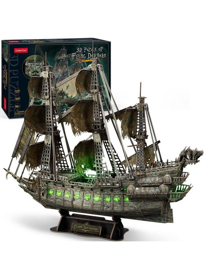 CubicFun - 3D Puzzles For Adults Arts And Crafts For Adults Led Flying Dutchman 3D Puzzle Gifts For Women Men Him Her Couple Pirate Ship Jigsaw Model Craft Kits Family Project Brain Puzzles Room Decor 360 Pcs - Image 1