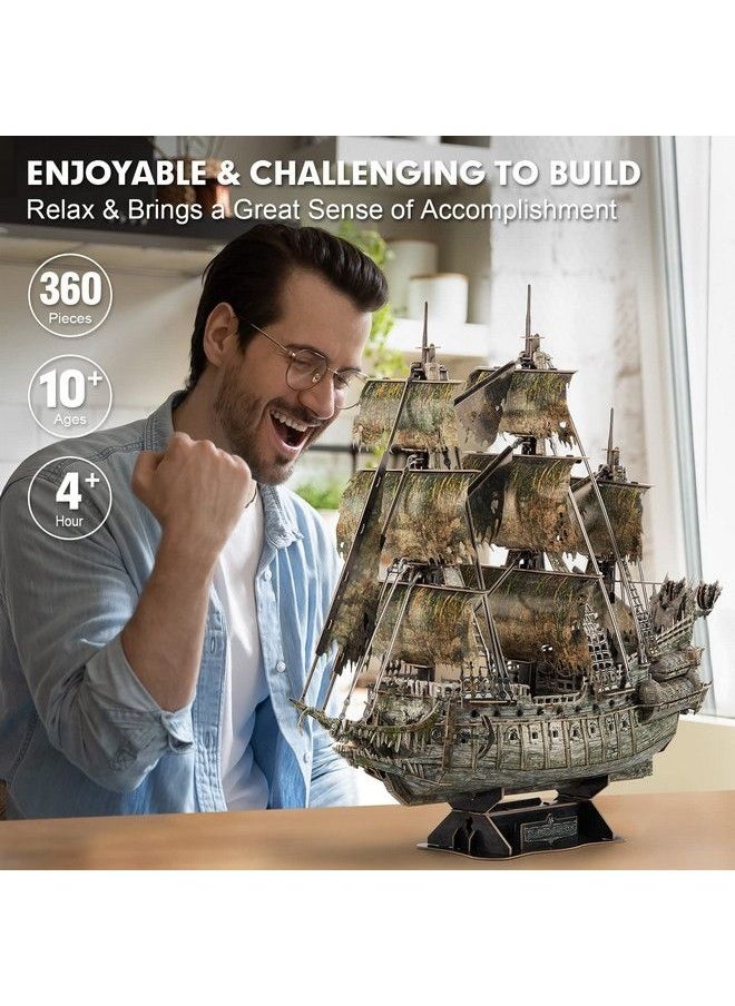 CubicFun - 3D Puzzles For Adults Arts And Crafts For Adults Led Flying Dutchman 3D Puzzle Gifts For Women Men Him Her Couple Pirate Ship Jigsaw Model Craft Kits Family Project Brain Puzzles Room Decor 360 Pcs - Image 1