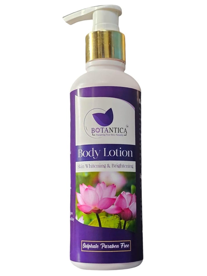 BOTANTICA Lotus Extract Skin Whitening  Brightening Body Lotion 200ml  Hydrating Lightweight Formula for Radiant Skin Natural Glow Enhancer Suitable for All Skin Types - Image 1