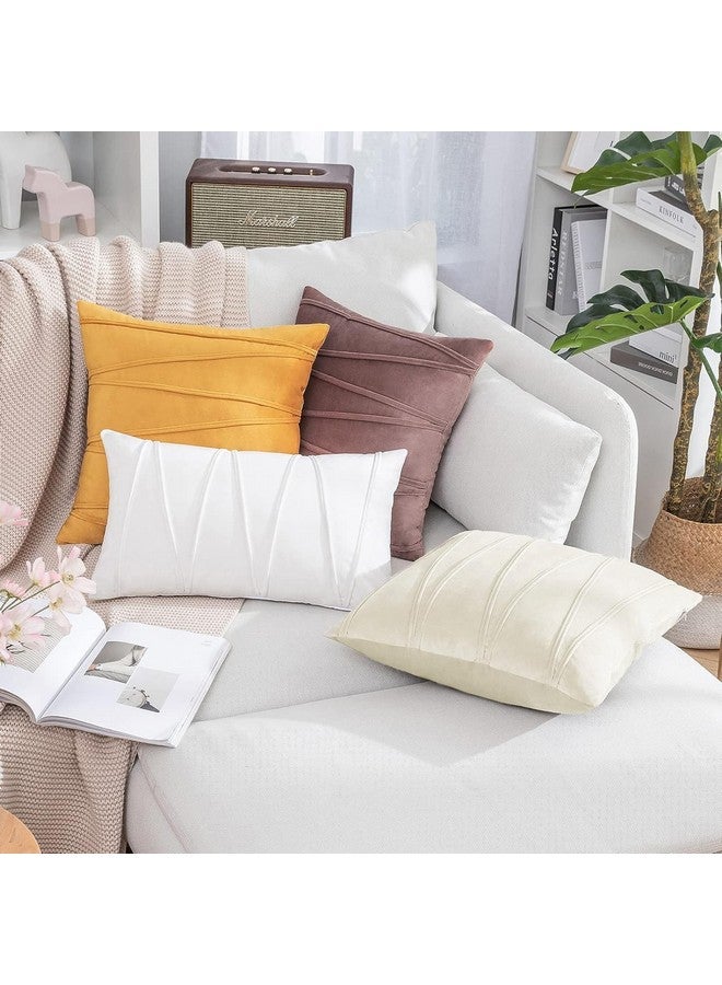 Khooti Khooti Velvet Cushion Cover Pack Of 1-12" X 18" / 30 X 46 Cm - Cream White - Soft Pillow Covers Cushion Case For Sofa Bedroom Cushion Cover With Random Zig Zag Pattern, 200 Tc - Image 5