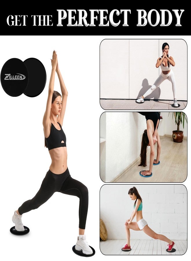 ZILLEEN Exercise Sliders for Working Out Black Fitness Discs for Pilates Workout Sliders Women Men, 5 Set (10Pcs) - Image 3