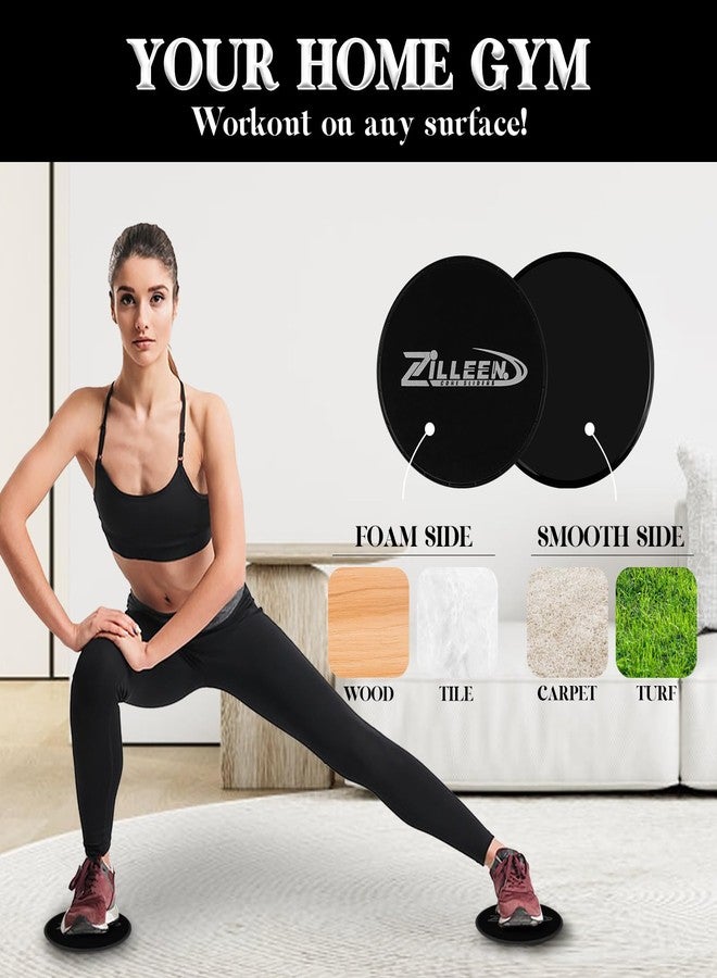 ZILLEEN Exercise Sliders for Working Out Black Fitness Discs for Pilates Workout Sliders Women Men, 5 Set (10Pcs) - Image 2