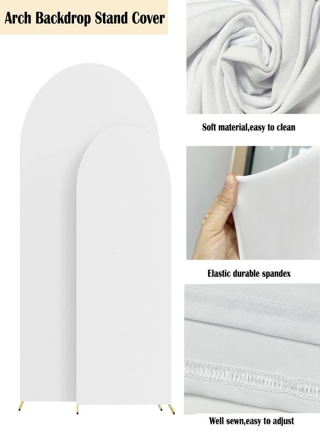 HAINARverS Set of 2 Wedding Arch Cover 6FT,7.2FT Spandex Fitted Stretchy Arch Stand Covers,2 Sided Round Top Chiara Backdrop Cover for Birthday Party Banquet Baby Shower Arch Decoration(White) - Image 4