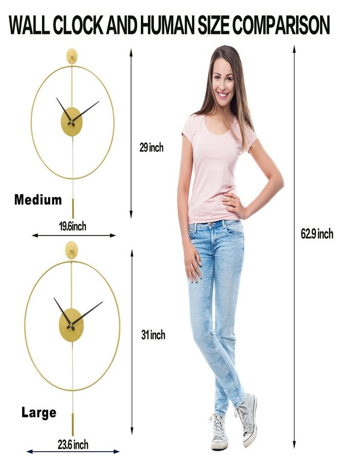 YISITEONE Classical Large Decorative Wall Clock with Pendulum, Modern Non-Ticking Silent Metal Wall Clocks for Living Room, Bedroom, Study, Office, 20‘’ - Image 3