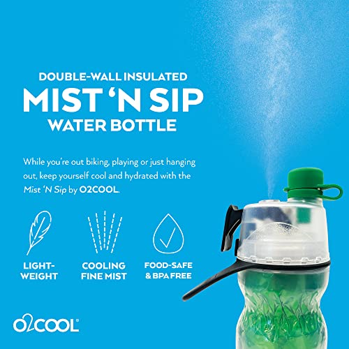 O2COOL Mist 'N Sip Misting Water Bottle 2-in-1 Mist And Sip Function With No Leak Pull Top Spout Reusable Sports Water Bottle - 20 oz (Lacrosse) - Image 2