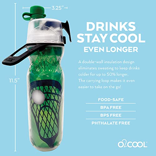 O2COOL Mist 'N Sip Misting Water Bottle 2-in-1 Mist And Sip Function With No Leak Pull Top Spout Reusable Sports Water Bottle - 20 oz (Lacrosse) - Image 5