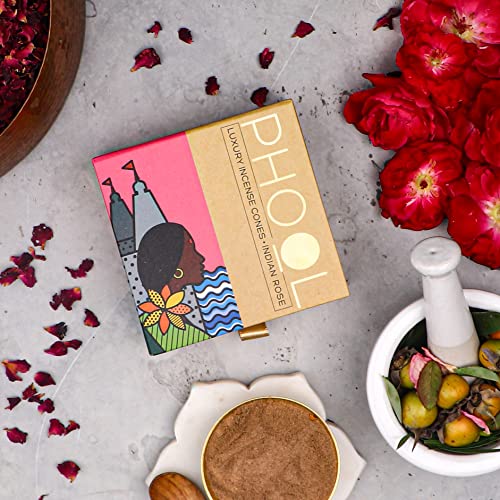 PHOOL LUXURY INCENSE Natural Incense Cones (Bundle Pack of 4) I Special Pack Floral Fragrances - Indian Rose, Tuberose, Lavender, Nagchampa I 100% Organic Dhoop Cones I Chemical & Charcoal Free - Image 5