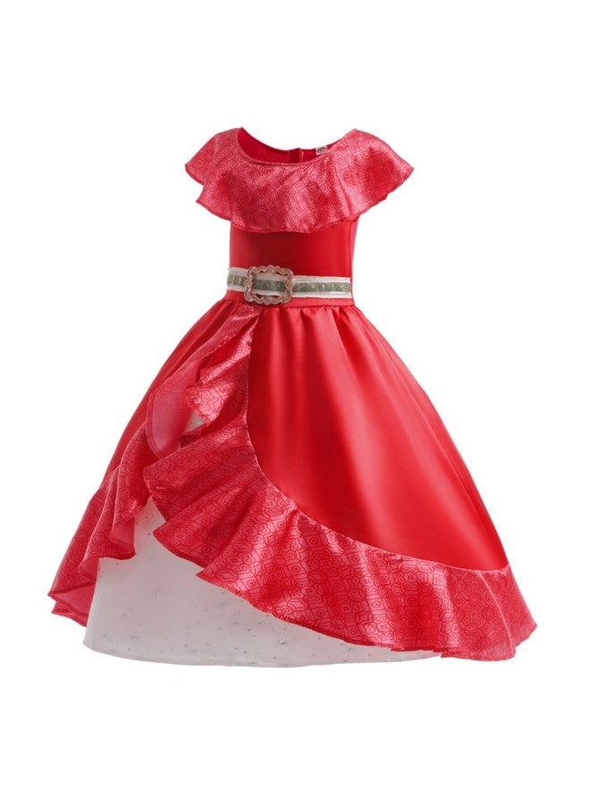 Generic Princess Elena Costume for Girls Halloween Cosplay Dress Up Birthday Party Outfit with Accessories - Image 2