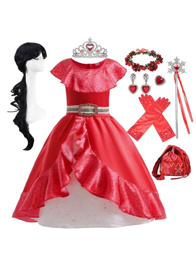 Generic Princess Elena Costume for Girls Halloween Cosplay Dress Up Birthday Party Outfit with Accessories - Image 1