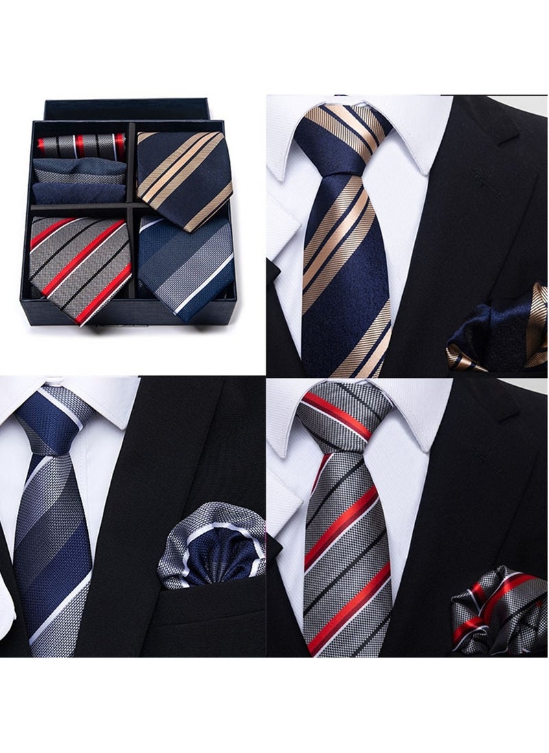 Generic - 6pcs men's gift box set 3 ties 3 chest scarves fashion business tie square scarf set - Image 1