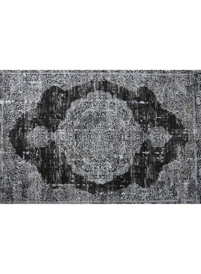 NOUL Distressed Grey Area Rug, Ornate Medallion Pattern  - Image 1