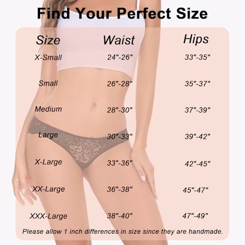 Sunm Boutique Sexy Underwear for Women, Cheeky Womens Lace Panties, Seamless Bikini for Ladies (Medium, 6 Pack - Black/Blue/Red/Hot Pink/Nude/White) - Image 5