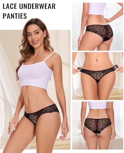 Sunm Boutique Sexy Underwear for Women, Cheeky Womens Lace Panties, Seamless Bikini for Ladies (Medium, 6 Pack - Black/Blue/Red/Hot Pink/Nude/White) - Image 2