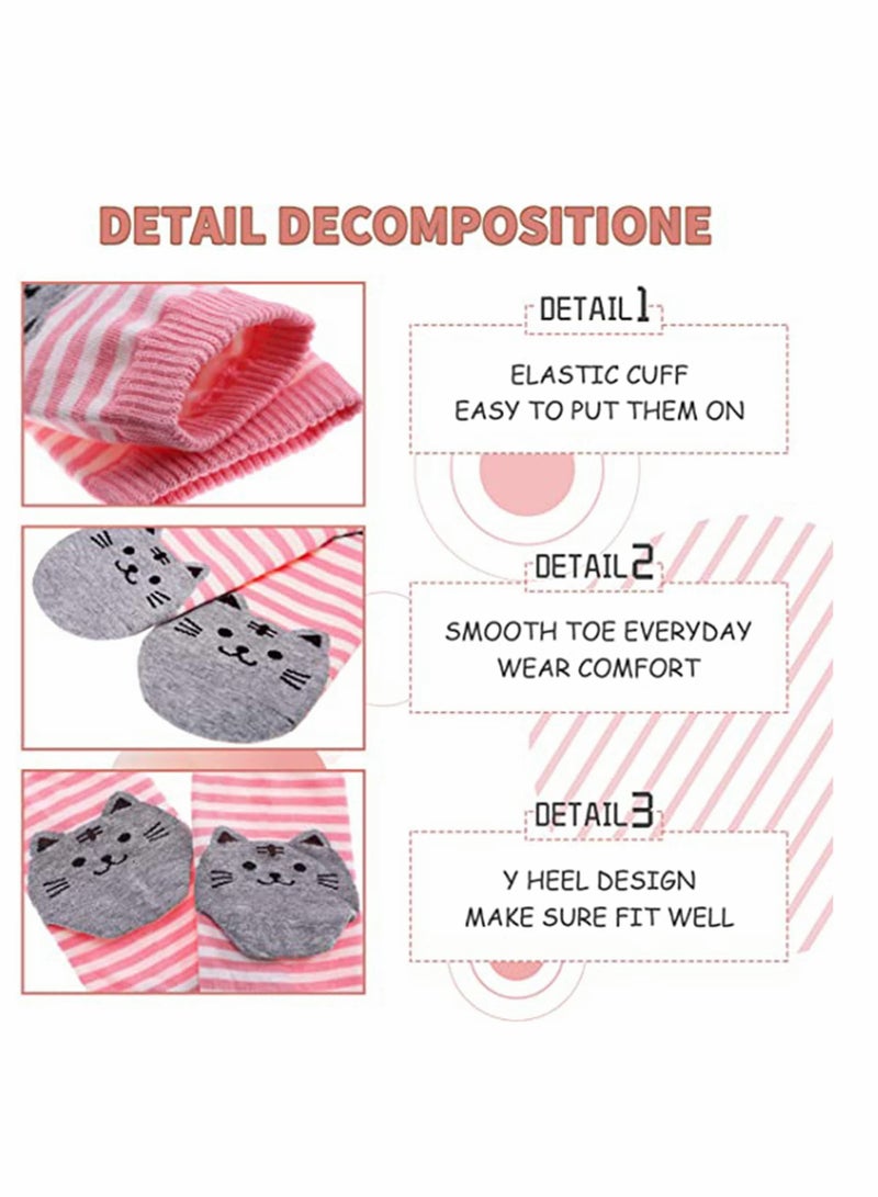 Suntown Women Socks, Girl Cartoon Animal Cute Casual Cotton Novelty Crew Socks, Winter Athletic Socks, Warm Hiking Soft Thick Mid Calf Socks Gifts, Running Socks for Running, Cycling, Sports (6 Pairs) - Image 4