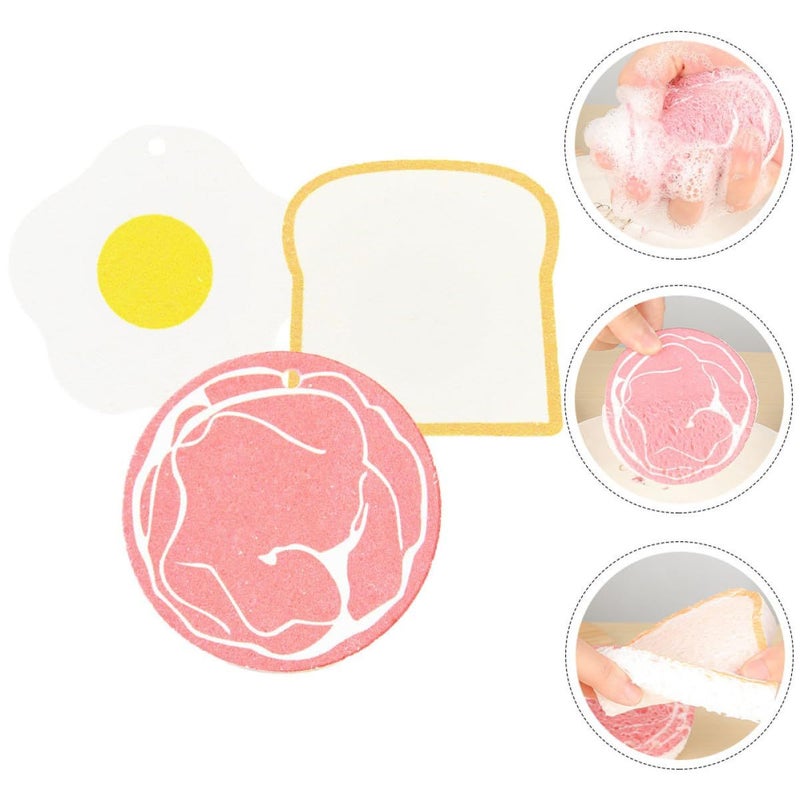3pcs Kitchen Dish Sponges Set Eco Friendly Wood Pulp Scrub Pads Reusable Pot Cleaning Sponge For Household Dishwashing And Kitchen Cleaning - Image 5