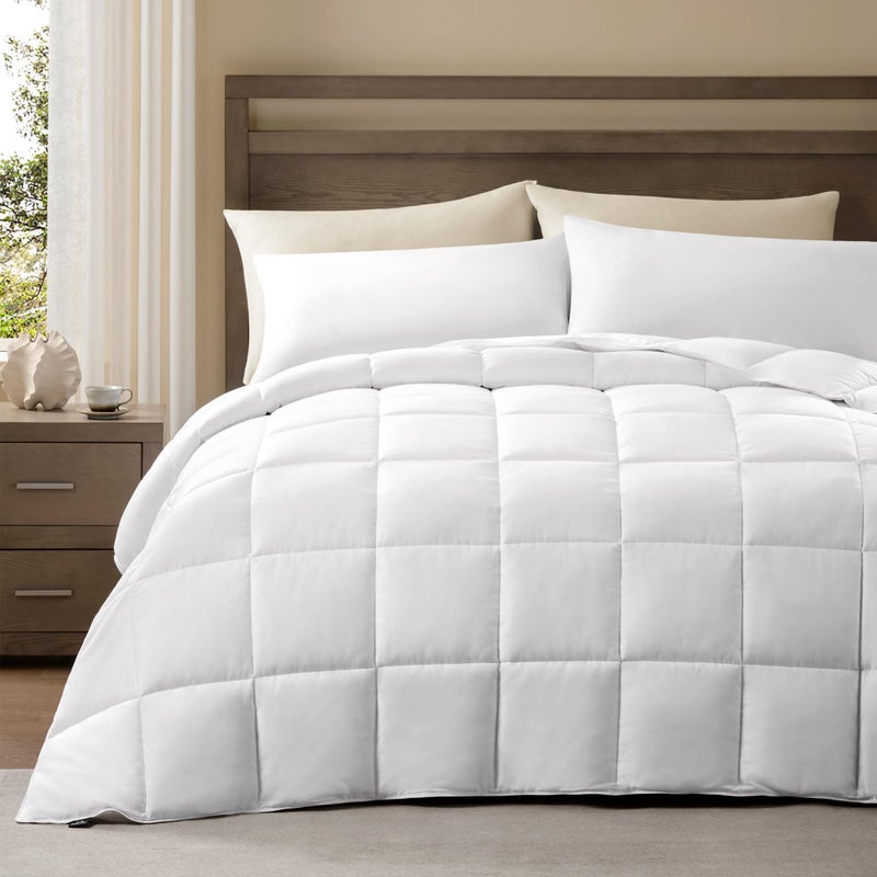 ACCURATEX Lightweight Duvet Insert Queen Size - 100% Cotton Shell, 250GSM Filling Summer Down Alternative Comforter,Ultra-Soft&Breathable, Thin Quilted Duvet Insert with 8 Tabs, Machine Washable,90x90 - Image 1