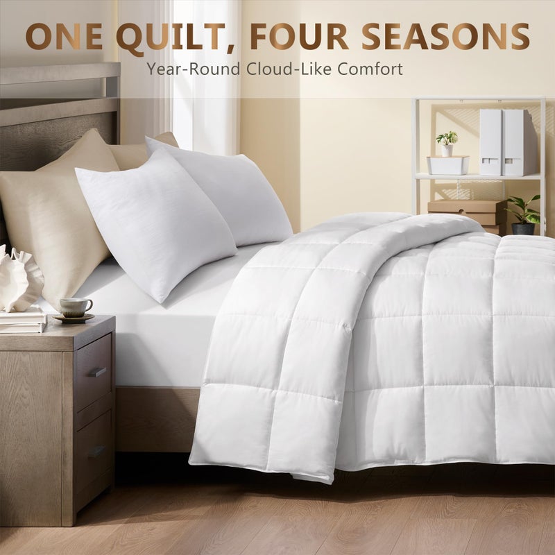 ACCURATEX Lightweight Duvet Insert Queen Size - 100% Cotton Shell, 250GSM Filling Summer Down Alternative Comforter,Ultra-Soft&Breathable, Thin Quilted Duvet Insert with 8 Tabs, Machine Washable,90x90 - Image 3