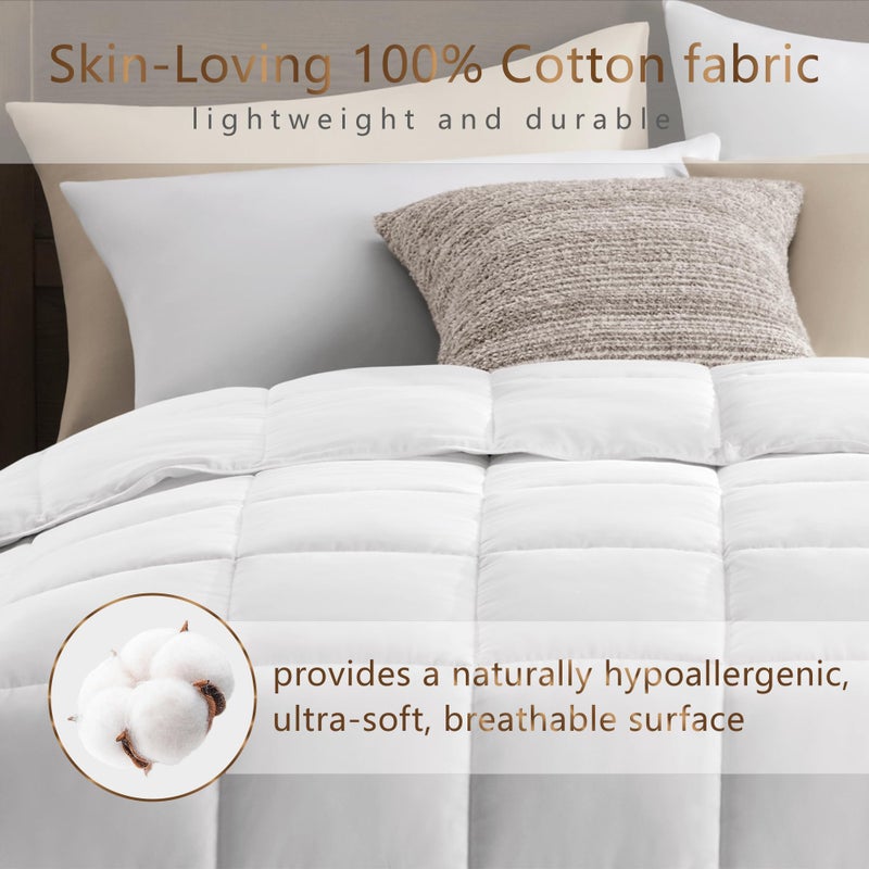 ACCURATEX Lightweight Duvet Insert Queen Size - 100% Cotton Shell, 250GSM Filling Summer Down Alternative Comforter,Ultra-Soft&Breathable, Thin Quilted Duvet Insert with 8 Tabs, Machine Washable,90x90 - Image 5
