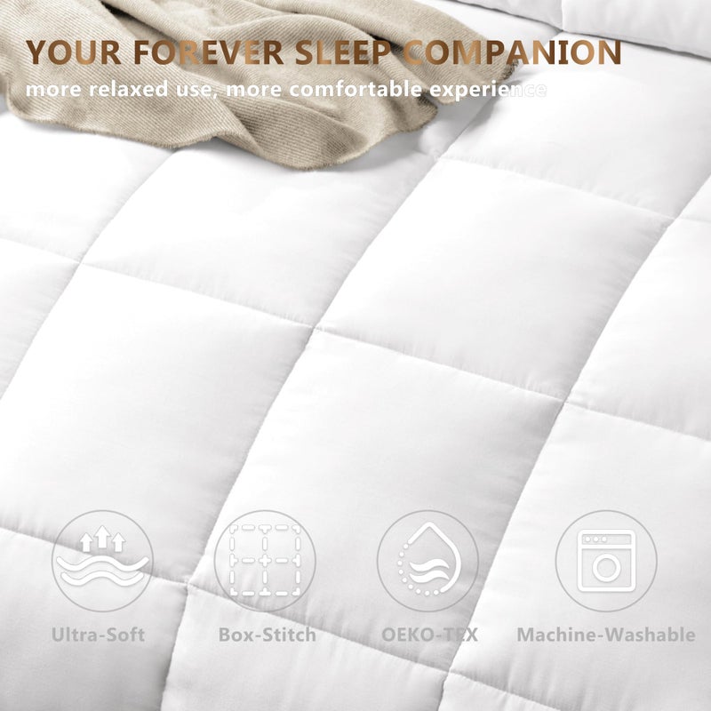 ACCURATEX Lightweight Duvet Insert Queen Size - 100% Cotton Shell, 250GSM Filling Summer Down Alternative Comforter,Ultra-Soft&Breathable, Thin Quilted Duvet Insert with 8 Tabs, Machine Washable,90x90 - Image 4
