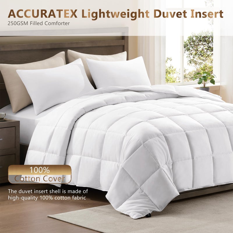ACCURATEX Lightweight Duvet Insert Queen Size - 100% Cotton Shell, 250GSM Filling Summer Down Alternative Comforter,Ultra-Soft&Breathable, Thin Quilted Duvet Insert with 8 Tabs, Machine Washable,90x90 - Image 2