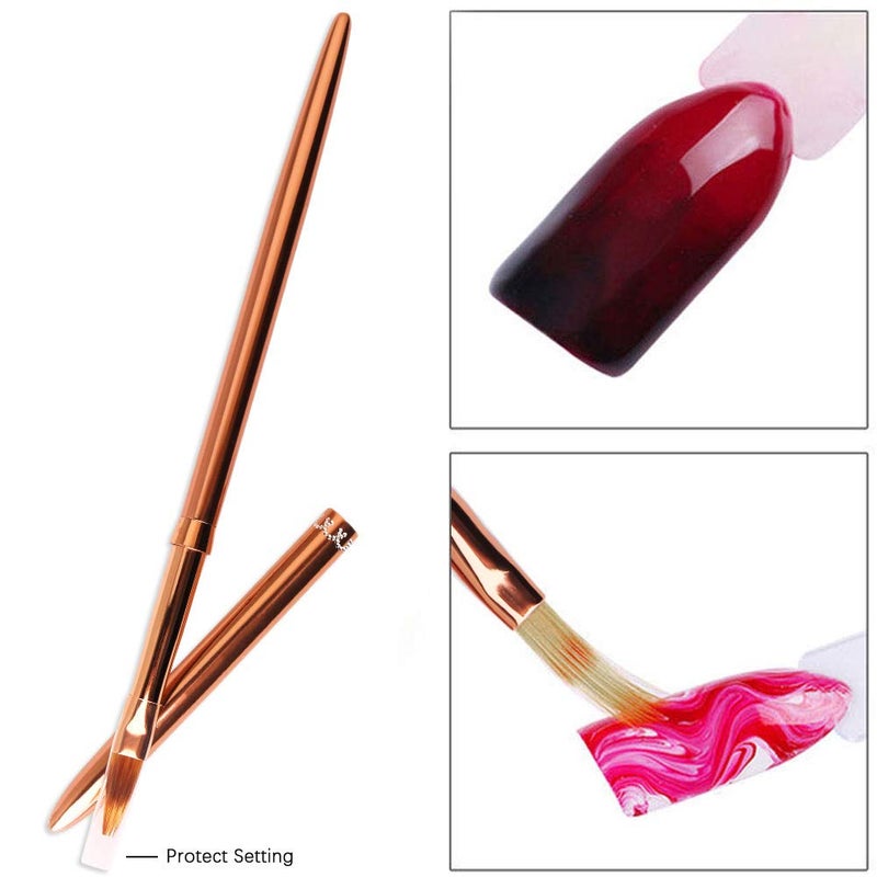 SILPECWEE 1Pc Kolinsky Nail Art Brushes, Ombre Nail Brush Rose Gold Acrylic Nail Design Tool Gradient Color Painting Pen Professional Manicure Brushes Nail Art Tools - Image 5