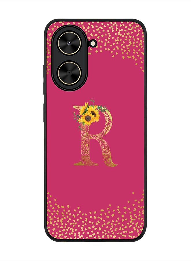Stylizedd For Xiaomi Poco C71 / Redmi A5 4G Case,Slim fit Camera Protection, Shockproof Thin Phone cover  - Custom Floral Monogram - R ( Deep Pink )