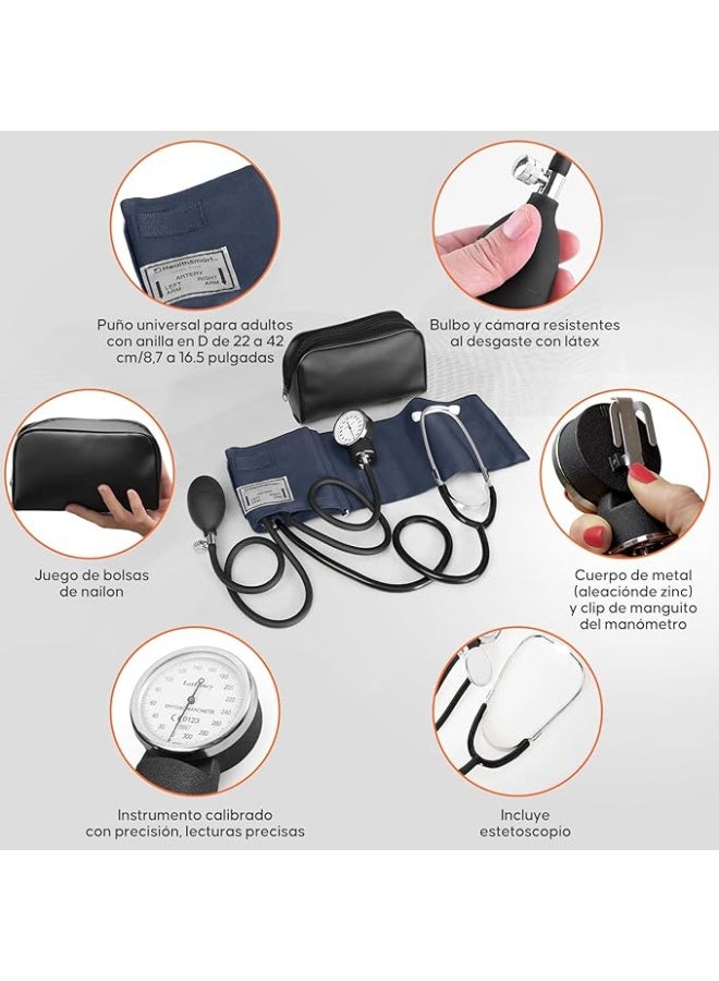 Professional Manual Blood Pressure Monitor Kit - High-Precision Aneroid Sphygmomanometer with Stethoscope - Durable & Portable Home Health Kit for Accurate Daily Use - Image 2