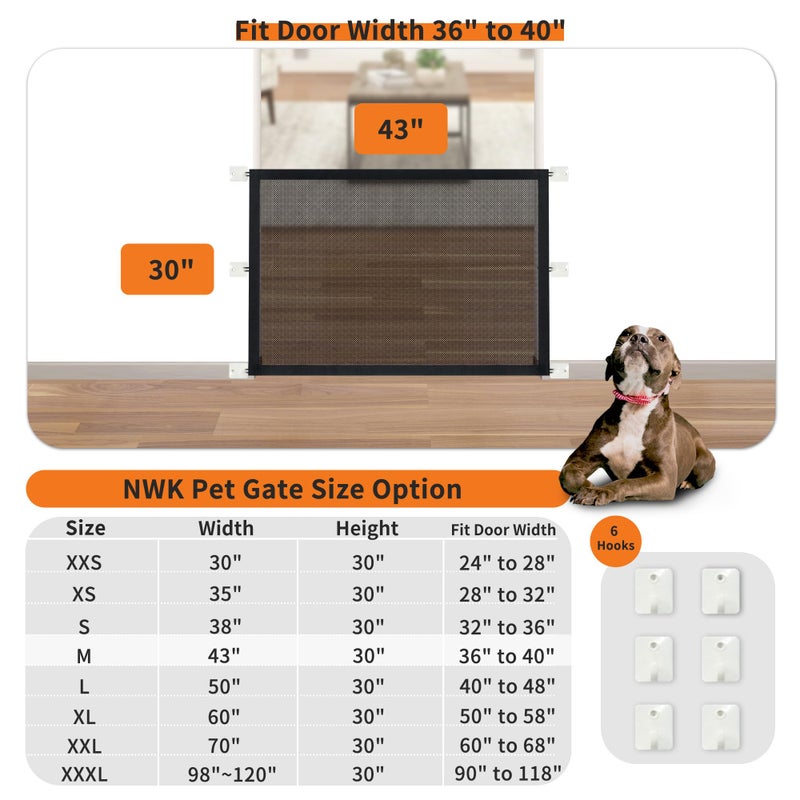 NWK Magic Dog Gate for Stairs Pet Gate for The House Providing a Safe Enclosure for Pets to Play and Rest, 6 Hooks Design (30'' X 43'') - Image 2