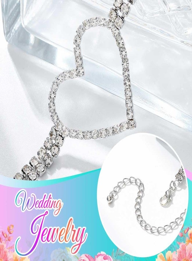 CLOACE Rhinestone Choker Necklaces Silver Heart Necklace Sparkly Tennis Chain Party Prom Neck Jewelry for Women - Image 5