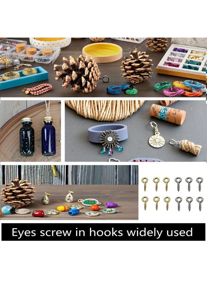 IDEALSV Small Mini Eyes Screw-in Hooks Jewelry Eye Pin,Silver+Gold Colors (500 PCS) - Image 2