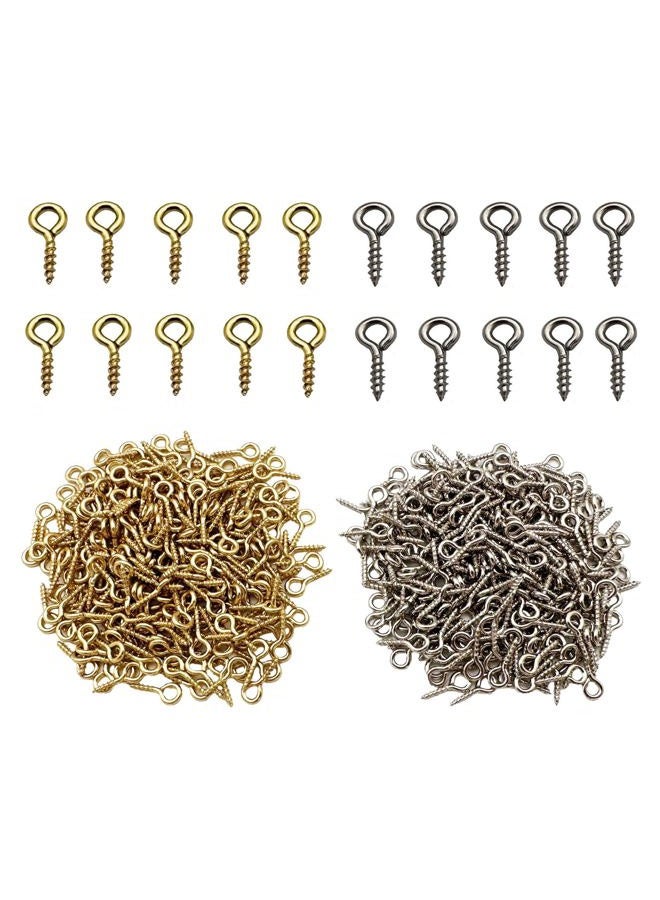 IDEALSV Small Mini Eyes Screw-in Hooks Jewelry Eye Pin,Silver+Gold Colors (500 PCS) - Image 1