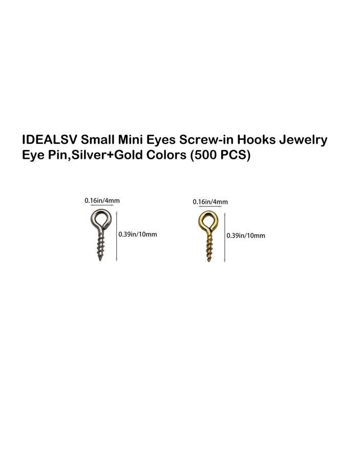 IDEALSV Small Mini Eyes Screw-in Hooks Jewelry Eye Pin,Silver+Gold Colors (500 PCS) - Image 3