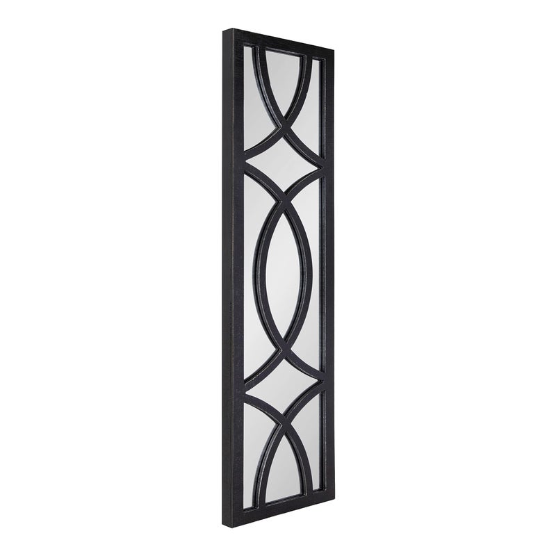 Kate and Laurel Kate and Laurel Tolland Decorative Wooden Panel Wall Mirror 12 x 48 Black Rustic Windowpane Accent 