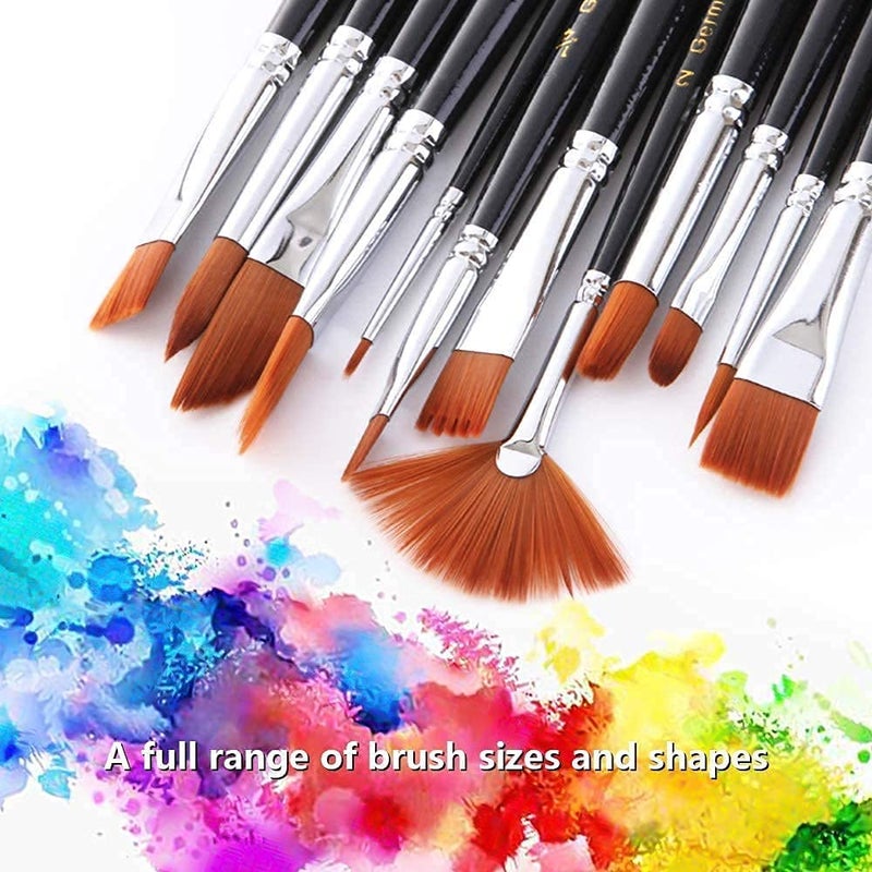 SCHMIDT Acrylic Paint Brushes Set 12 Pcs Nylon Hair Professional Assorted Paint Brushes Artist Kids and Adults to Create Art Acrylic Oil Watercolor, Body Face Painting Kits - Image 4