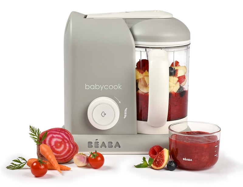 Baba BEABA Babycook Solo 4 in 1 Baby Food Maker, Baby Food Processor, Steam Cook + Blend, Lrg Capacity 4.5 Cups 27 Servings in 20 Mins, Cook Healthy Baby Food at Home, Dishwasher Safe, Cloud - Image 1