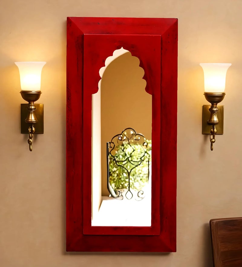 CRAFT TREE MDF Wall Hanging Carving Frame for Home Decor Wall Hanging Showpiece Decor Red Colour (Inner Size L6*H17 Inch) (CRTM559) - Image 1