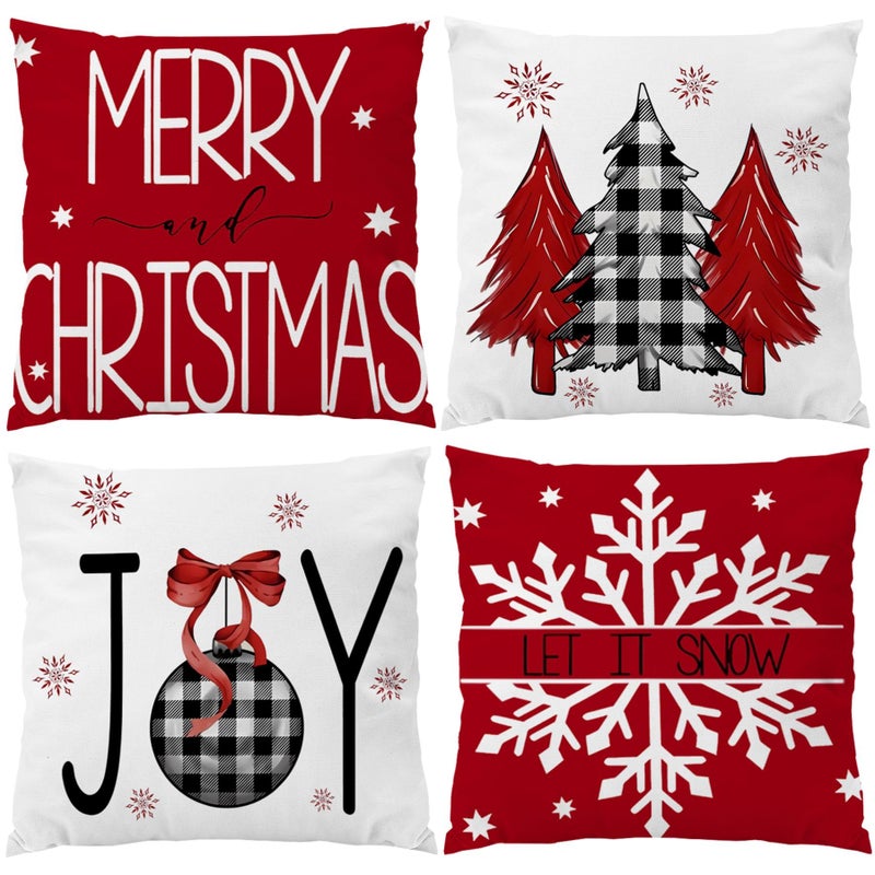 EZVING 20x20 Christmas Pillow Covers  Let It Snow Winter Merry Christmas Decorative Pillow Covers 20 Inch Square Double Sides Print Pillowcases Soft Velvet for Couch Sofa Indoor Outdodor Decor - Image 1