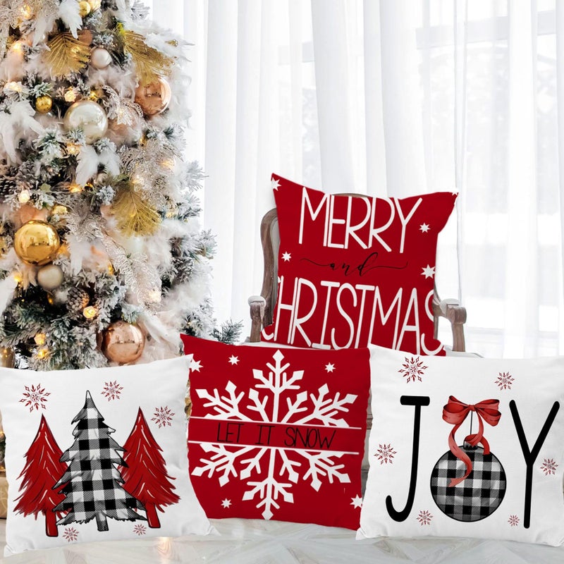 EZVING 20x20 Christmas Pillow Covers  Let It Snow Winter Merry Christmas Decorative Pillow Covers 20 Inch Square Double Sides Print Pillowcases Soft Velvet for Couch Sofa Indoor Outdodor Decor - Image 3