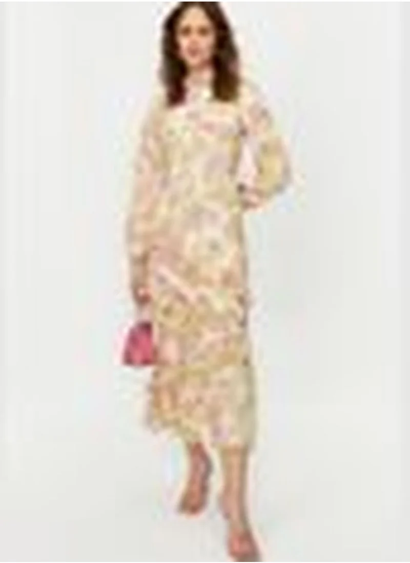 trendyol Green Chiffon Skirt Ruffled Woven Dress TCTSS24EB00036
