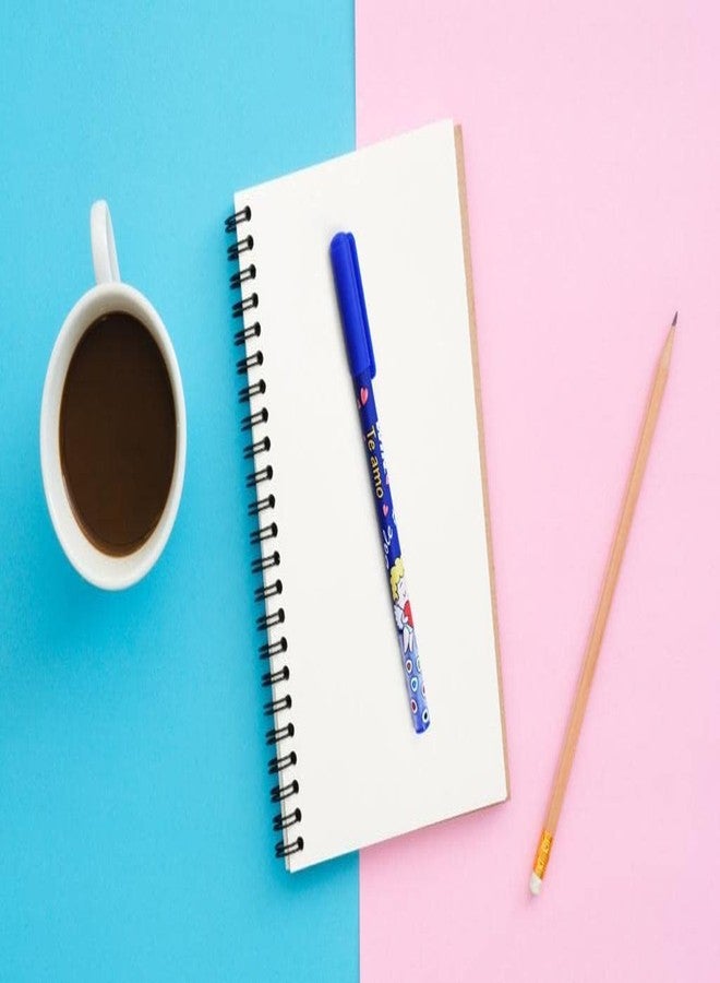 دبليو آي أن أقلام حبر جاف WINN Te amo | 40 قلمًا (30 حبر أزرق و10 حبر أسود) | سن 0.7 مم | تصميم أنيق مطبوع عليه ملاك وقلب | كتابة مقاومة للتلطخ | مثالية للطلاب والاستخدام في الامتحانات | مجموعة أدوات مكتبية احترافية - Image 3