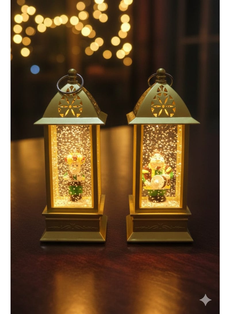 فوانيس رمضان الفانوس الماية بالجيلتر المربع بشخصيات رمضانية المستورد الخامة الاكليرك المرشوشة كويس اللي بينور ورم بيشتغل بحجارة ساعة المقاس : ١٣ سم فانوس بلورة - Image 1