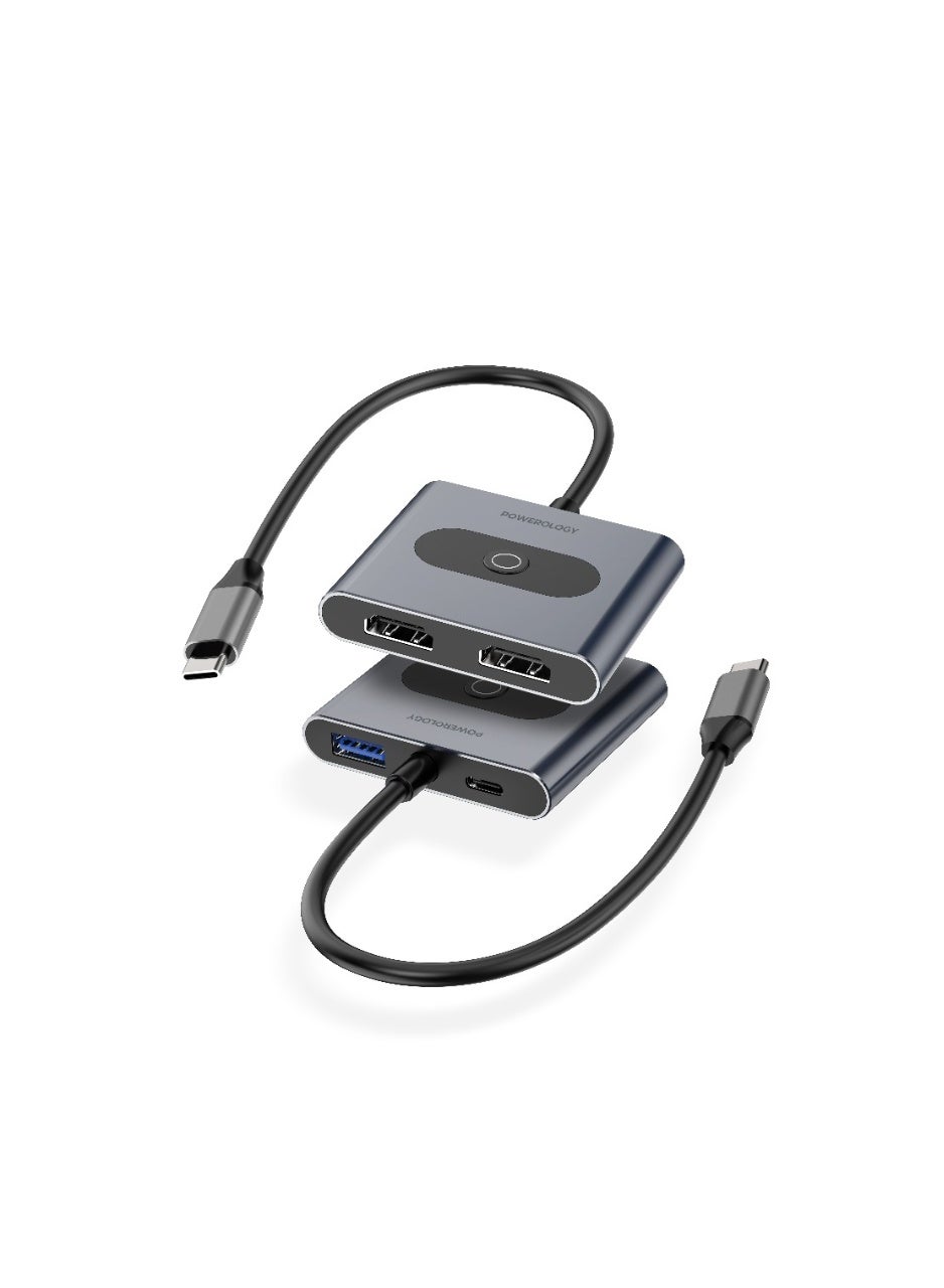 4 In 1 USB-C Multi-Function Hub All-in-One Hub for Power & Performance / PD 100W / 5Gbps USB 3.0 SuperSpeed / Plug & Play / Compatibility Windows 10/11, MacOS 10.10+ , Android 6.0+ / 4K Ultra HD @60 Hz HDMI - Grey