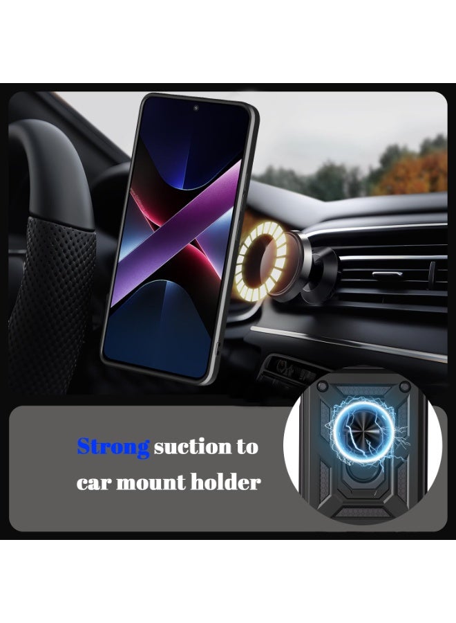 Shunjia Sliding Window Case, Shockproof Rugged Armor with Sliding Camera Cover & 360° Ring Kickstand, Compatible with Honor X7d (Green) - Image 3