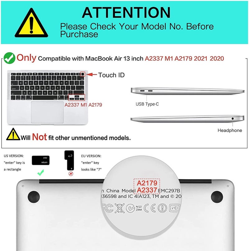 Oaky غطاء لوحة المفاتيح لجهاز ماك بوك إير M1 مقاس 13 بوصة طراز 2020 - A2337 واقي فائق النحافة مقاوم للماء والغبار - سيليكون أسود - Image 2