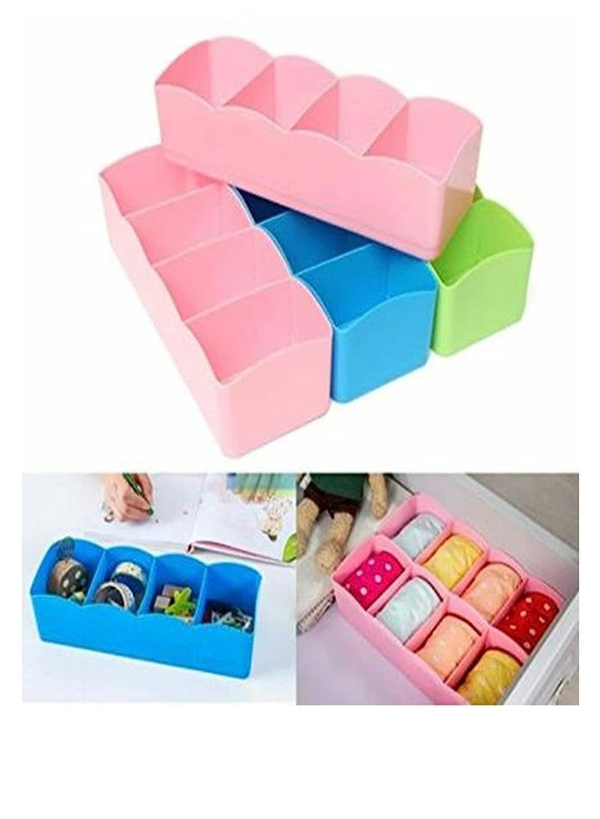 CPI Socks Rack Undergarments Innerwear Cosmetic Makeup Organizer, Multipurpose Storage Drawer Organizer, Partition Grids Storage Box (Pack of 4) - Image 1