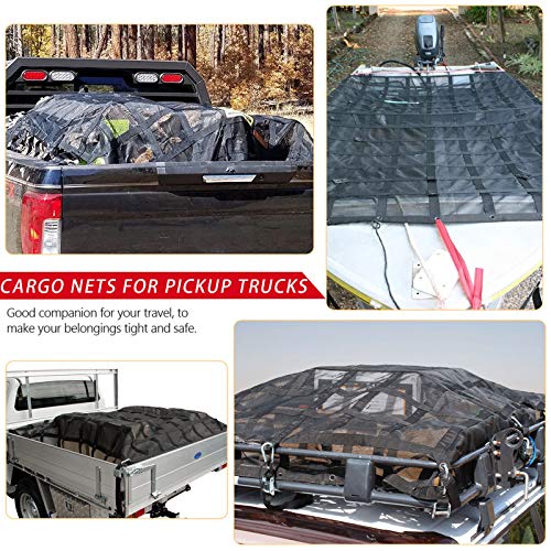 Surmount Way Surmountway Cargo Net for Pickup Truck Bed with Mesh(96" x 80"), Truck Bed Cargo Net Capacity 1100LBS, Heavy Duty Cargo Nets with Adjustable Cam Buckles & S-Hooks, Truck Cargo Net for Trailer Trucks - Image 3
