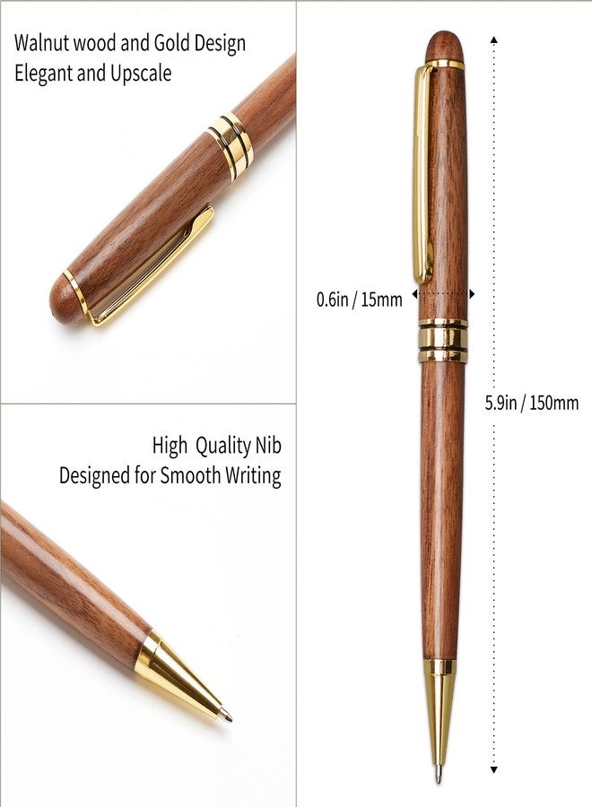 Renawe Luxury Walnut Wood Fancy Ballpoint Pen for Men Writing Journaling Pen Set with 2 Black Ink Refills and Gift Box Cool Journal Business Pens Elegant Vintage Wooden Professional Executive Twist Pen - Image 2