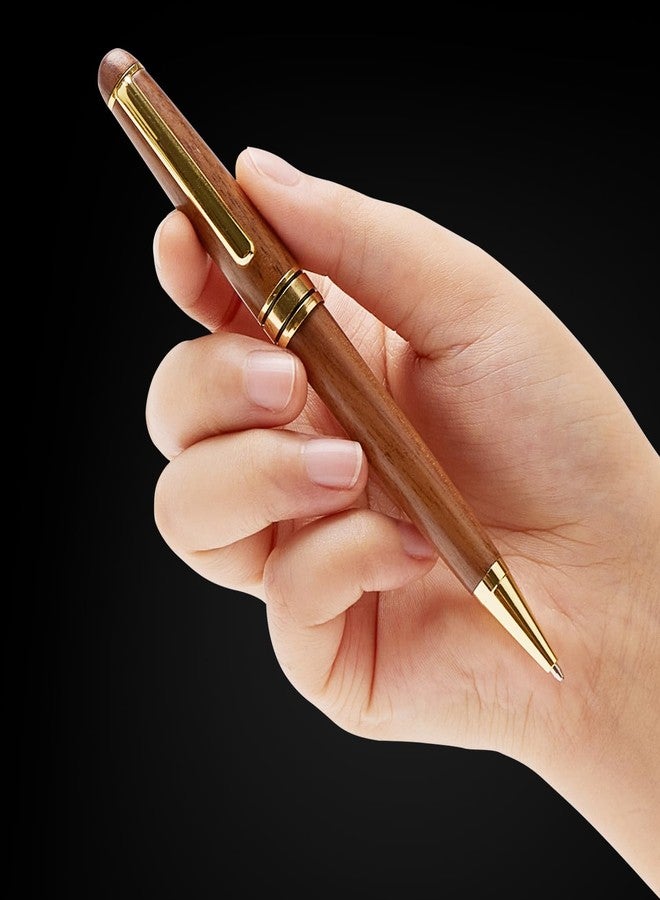 Renawe Luxury Walnut Wood Fancy Ballpoint Pen for Men Writing Journaling Pen Set with 2 Black Ink Refills and Gift Box Cool Journal Business Pens Elegant Vintage Wooden Professional Executive Twist Pen - Image 3