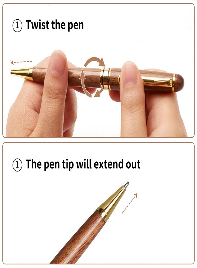 Renawe Luxury Walnut Wood Fancy Ballpoint Pen for Men Writing Journaling Pen Set with 2 Black Ink Refills and Gift Box Cool Journal Business Pens Elegant Vintage Wooden Professional Executive Twist Pen - Image 5