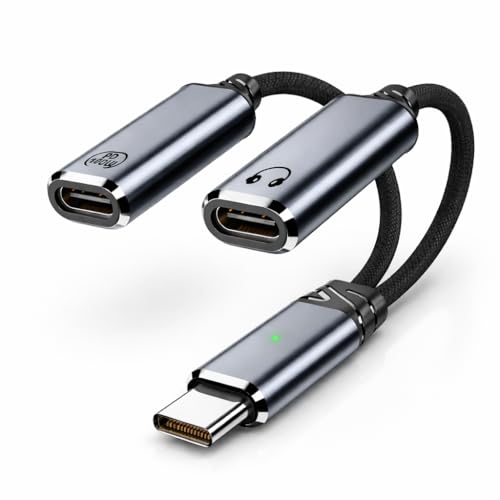 Mizi 2025 Upgraded USB C Splitter Adapter – 100W Fast Charging & Audio Dongle with Dual USB C Ports for iPhone 16/15, iPad, MacBook, Galaxy S24/S23, Pixel & More – Grey - Image 1